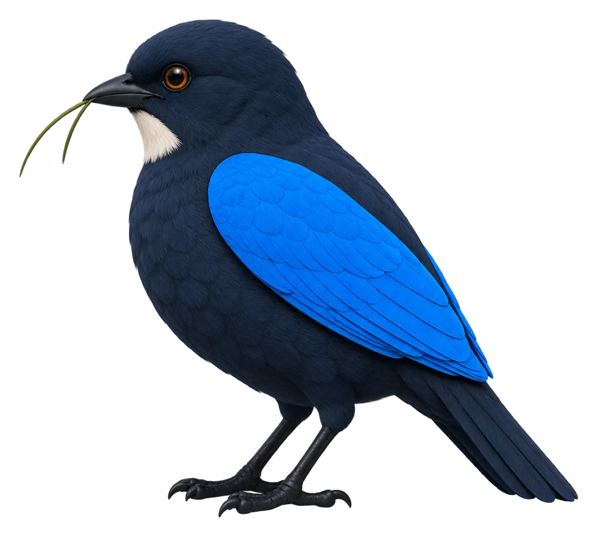 The Investably weaver bird, a strand of nesting grass held in its beak